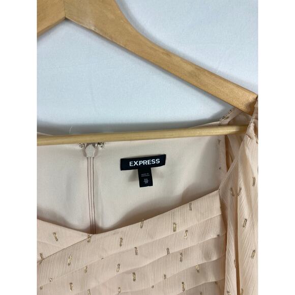 Express Gold Print Flow Blouse Size XS - Picture 4 of 6